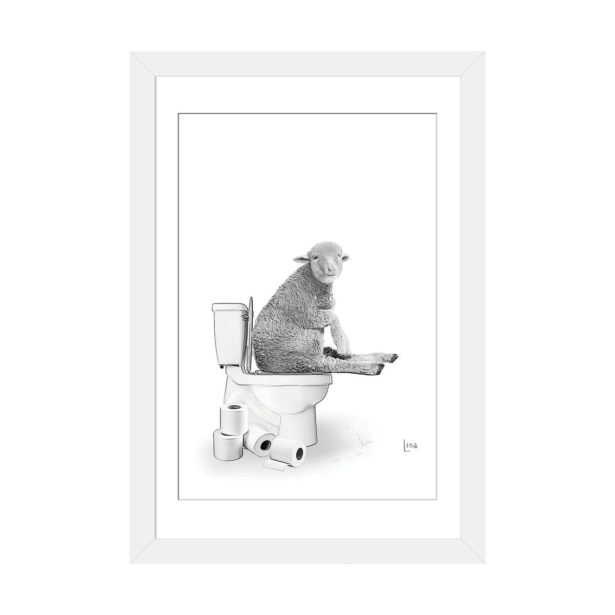iCanvas "Sheep On The Toilet" by Printable Lisa's Pets