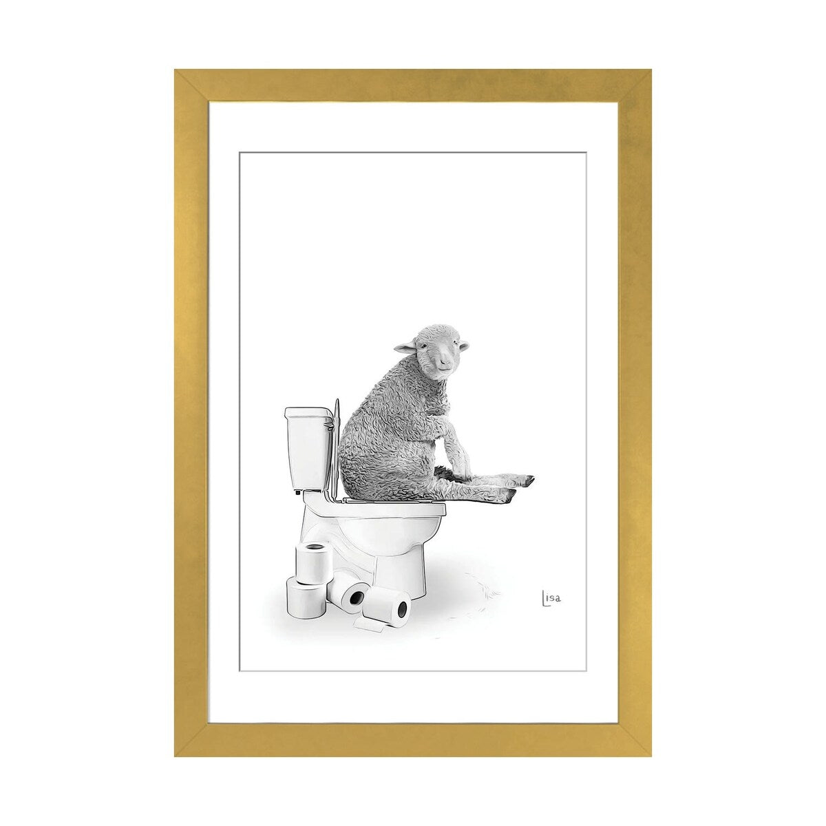 iCanvas "Sheep On The Toilet" by Printable Lisa's Pets