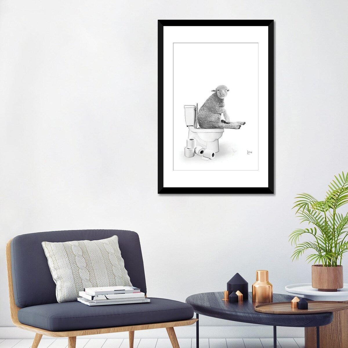 iCanvas "Sheep On The Toilet" by Printable Lisa's Pets