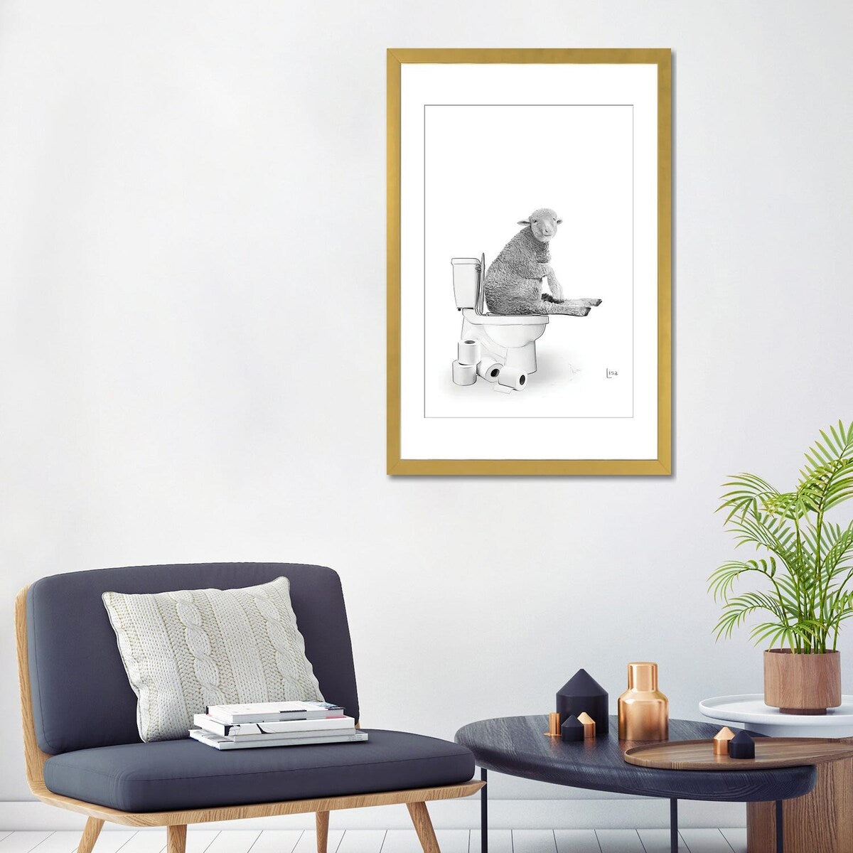 iCanvas "Sheep On The Toilet" by Printable Lisa's Pets