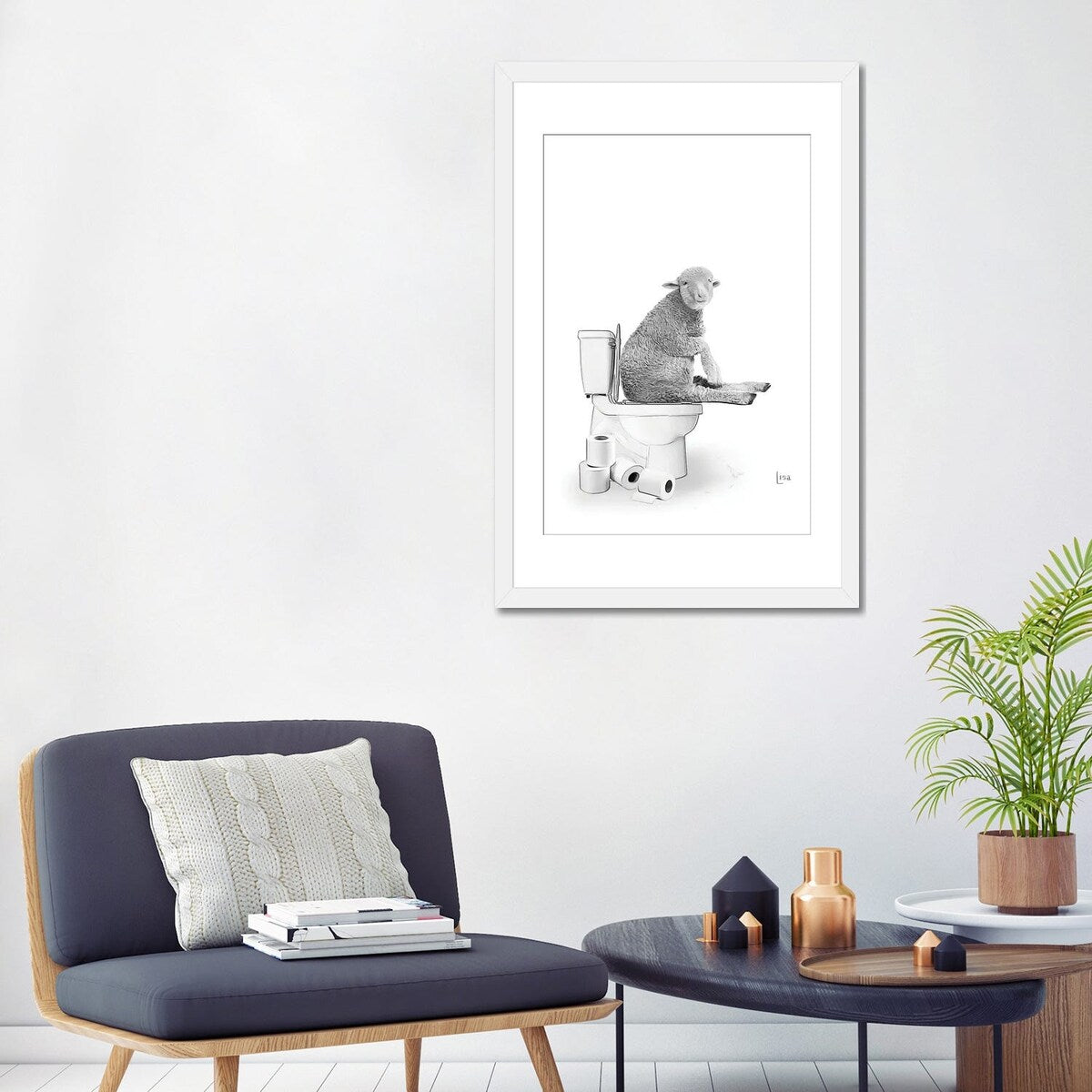 iCanvas "Sheep On The Toilet" by Printable Lisa's Pets
