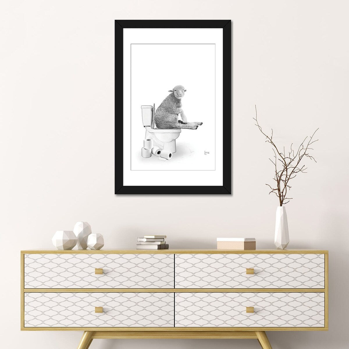 iCanvas "Sheep On The Toilet" by Printable Lisa's Pets