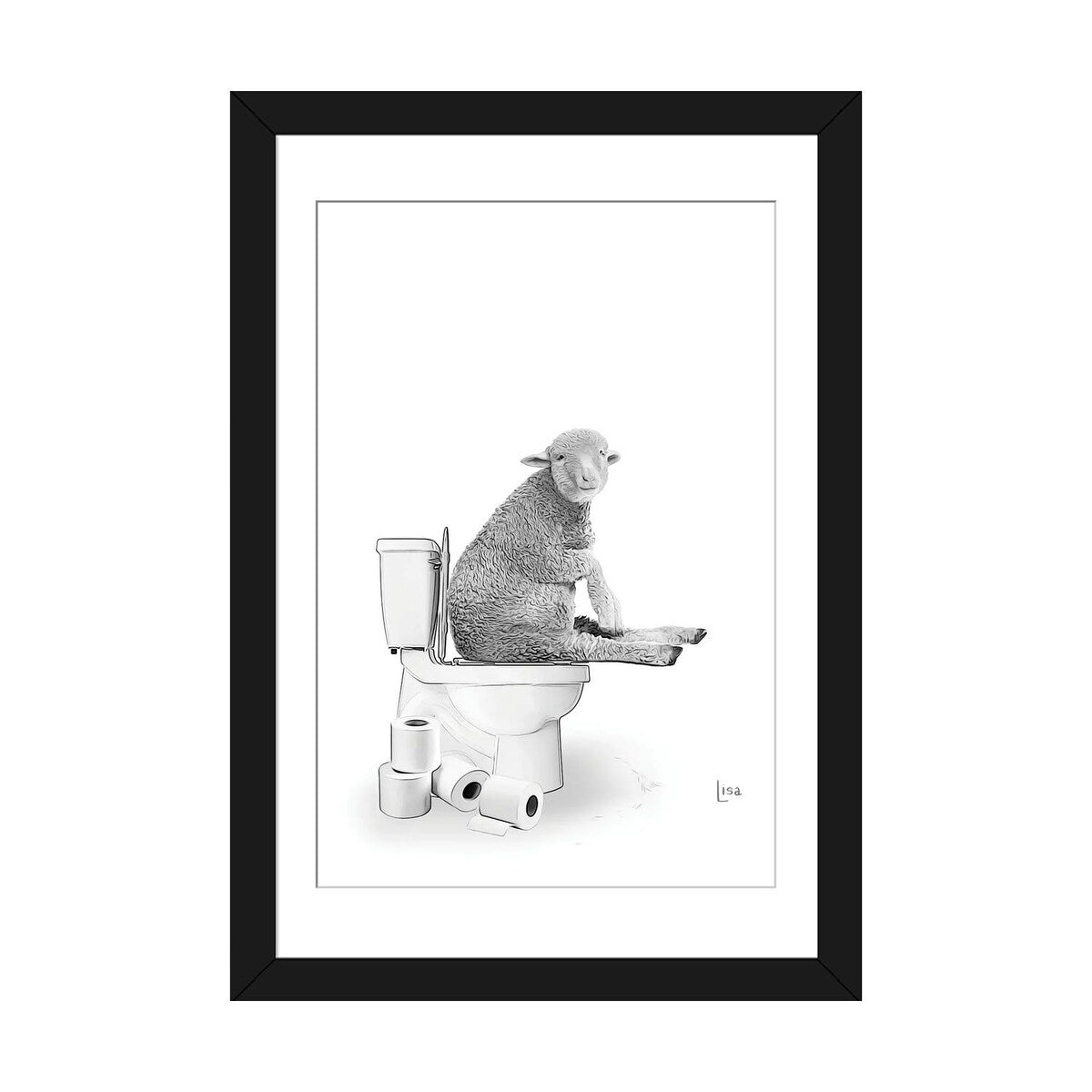 iCanvas "Sheep On The Toilet" by Printable Lisa's Pets