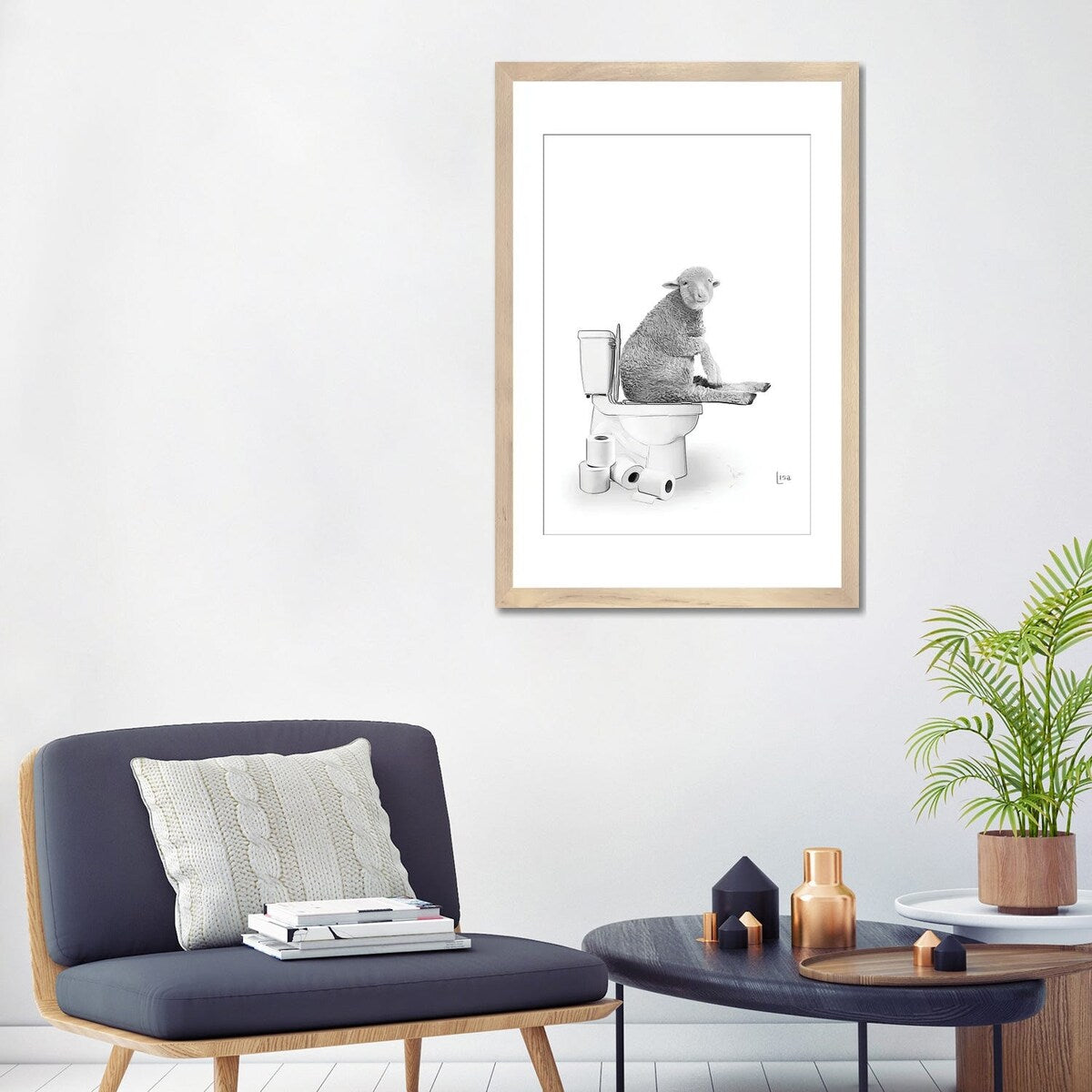 iCanvas "Sheep On The Toilet" by Printable Lisa's Pets