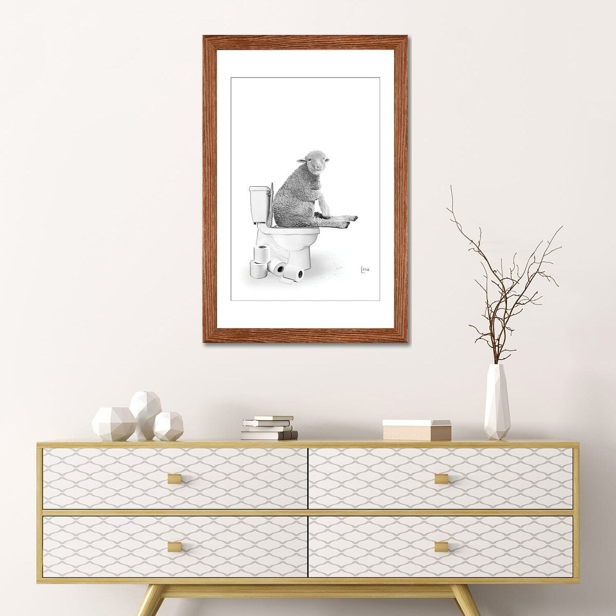 iCanvas "Sheep On The Toilet" by Printable Lisa's Pets