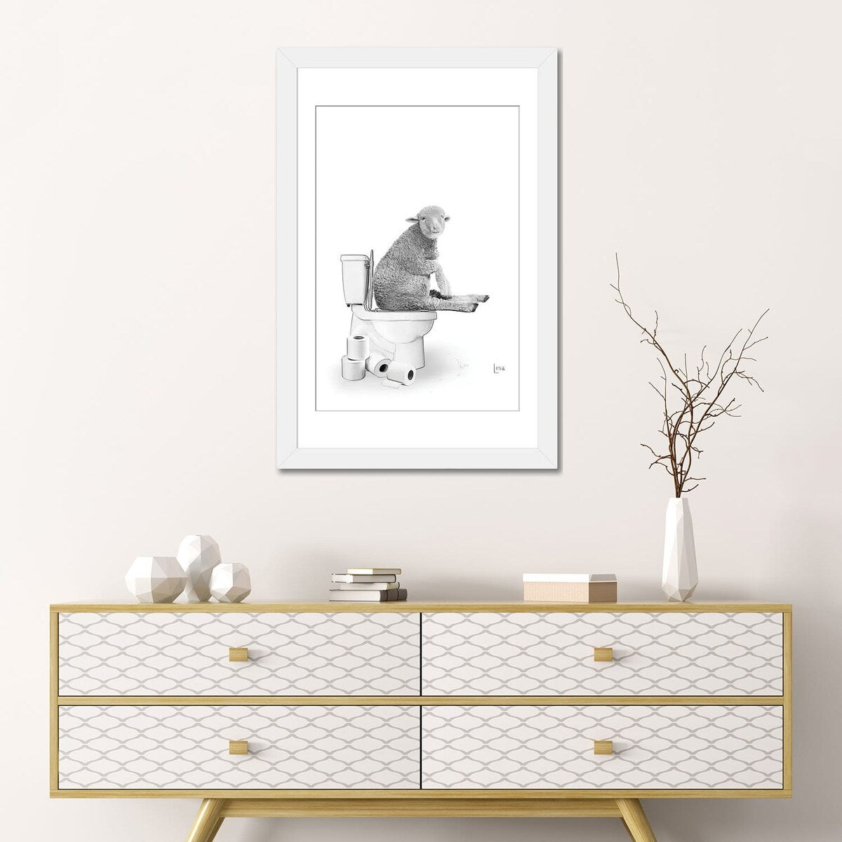 iCanvas "Sheep On The Toilet" by Printable Lisa's Pets
