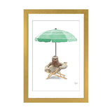 iCanvas "Sloth At The Beach On Deck Chair And Umbrella" by Printable Lisa's Pets