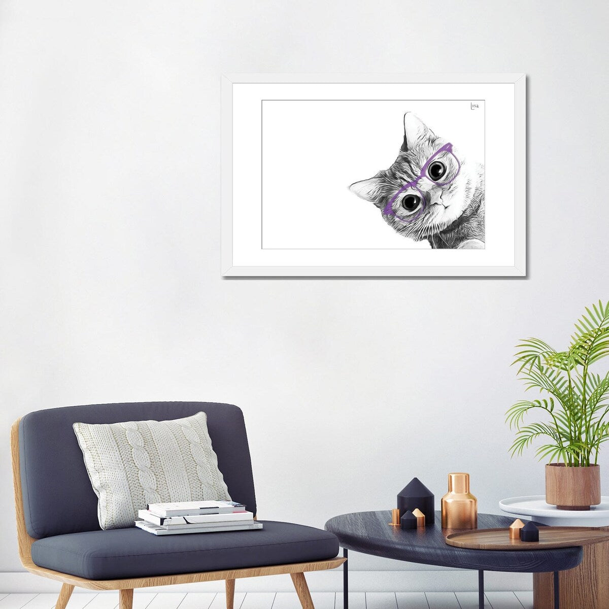 iCanvas "Small Cat With Violet Glasses" by Printable Lisa's Pets