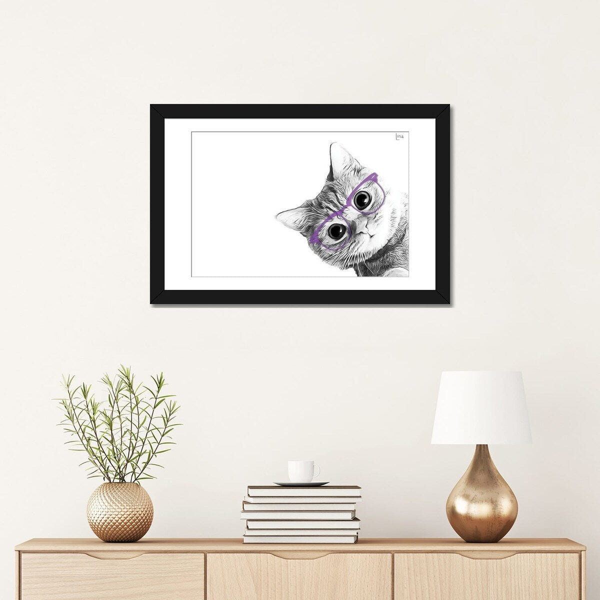 iCanvas "Small Cat With Violet Glasses" by Printable Lisa's Pets