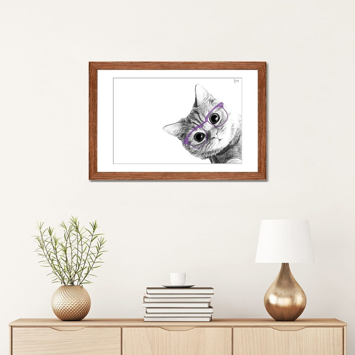 iCanvas "Small Cat With Violet Glasses" by Printable Lisa's Pets