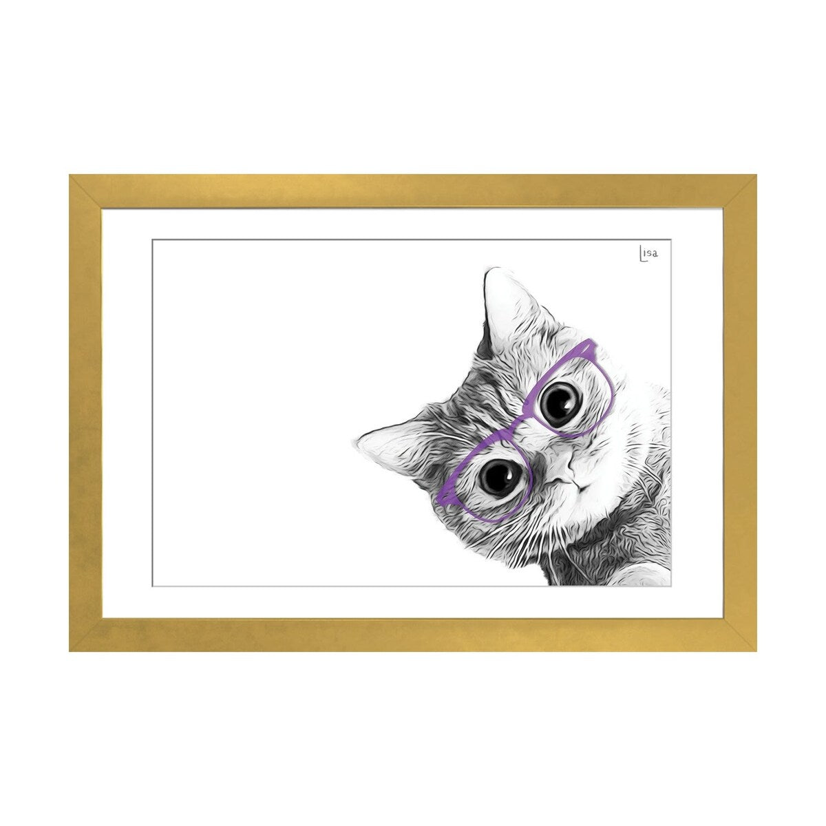 iCanvas "Small Cat With Violet Glasses" by Printable Lisa's Pets