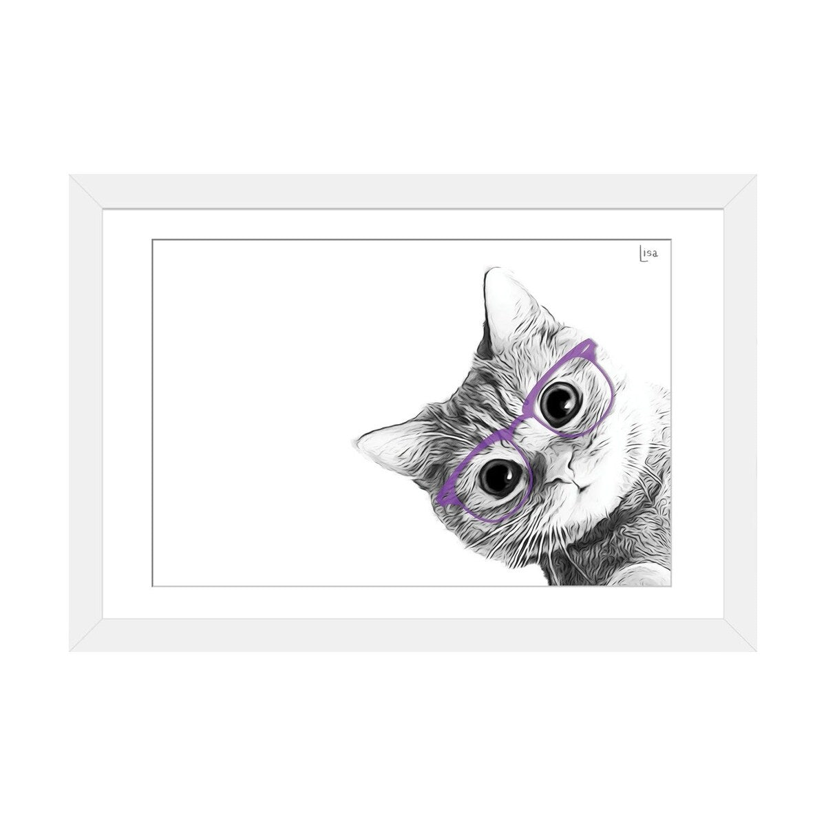 iCanvas "Small Cat With Violet Glasses" by Printable Lisa's Pets