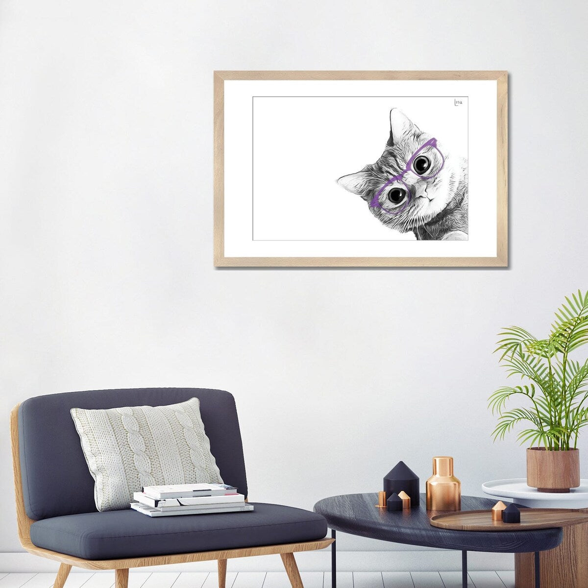 iCanvas "Small Cat With Violet Glasses" by Printable Lisa's Pets
