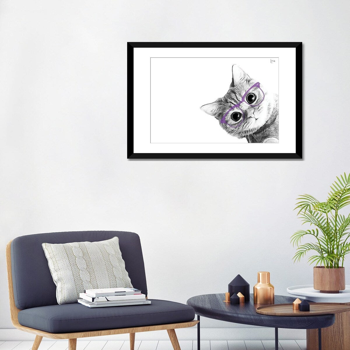 iCanvas "Small Cat With Violet Glasses" by Printable Lisa's Pets