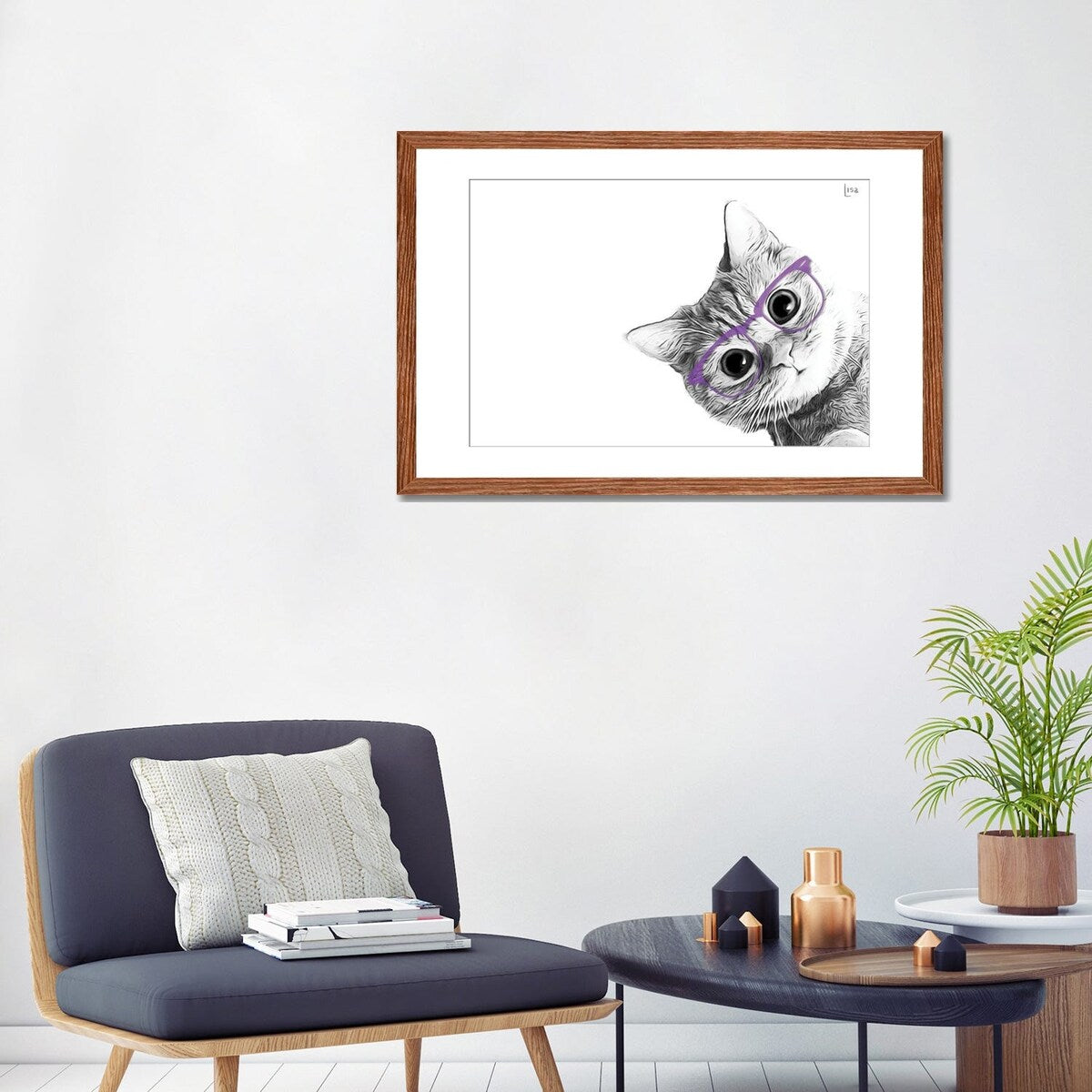 iCanvas "Small Cat With Violet Glasses" by Printable Lisa's Pets