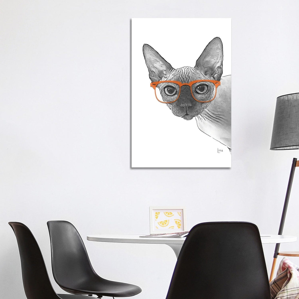 iCanvas "Sphynxcat With Orange Glasses" by Printable Lisa's Pets Canvas Print