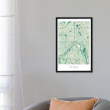 iCanvas "St. Paul Vintage Blue Watercolor Urban Blueprint Map" by Hubert Roguski Framed
