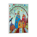 iCanvas "Swirl Tree Bird & Houses" by Karla Gerard Framed