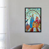 iCanvas "Swirl Tree Bird & Houses" by Karla Gerard Framed