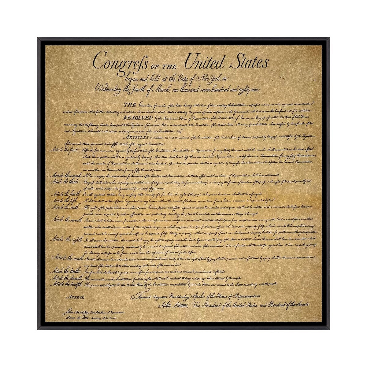 iCanvas "The Bill Of Rights, 1789" by Unknown Framed