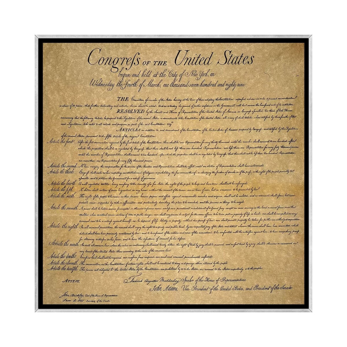 iCanvas "The Bill Of Rights, 1789" by Unknown Framed