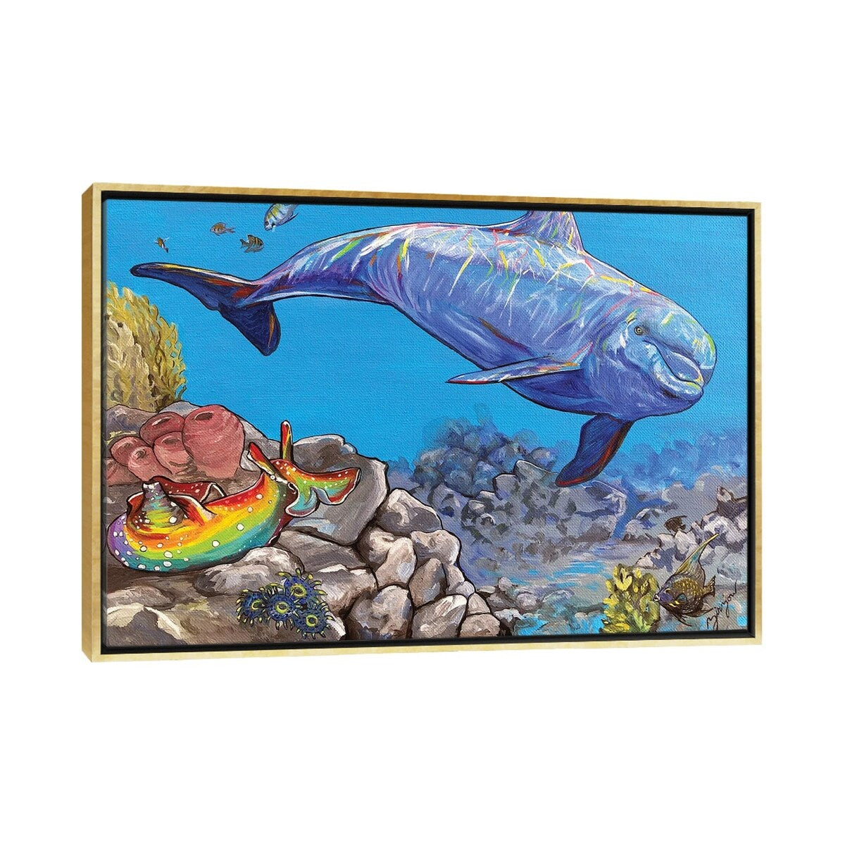iCanvas "The DoIphin And The Sea Hare" by Amanda Zirzow Framed