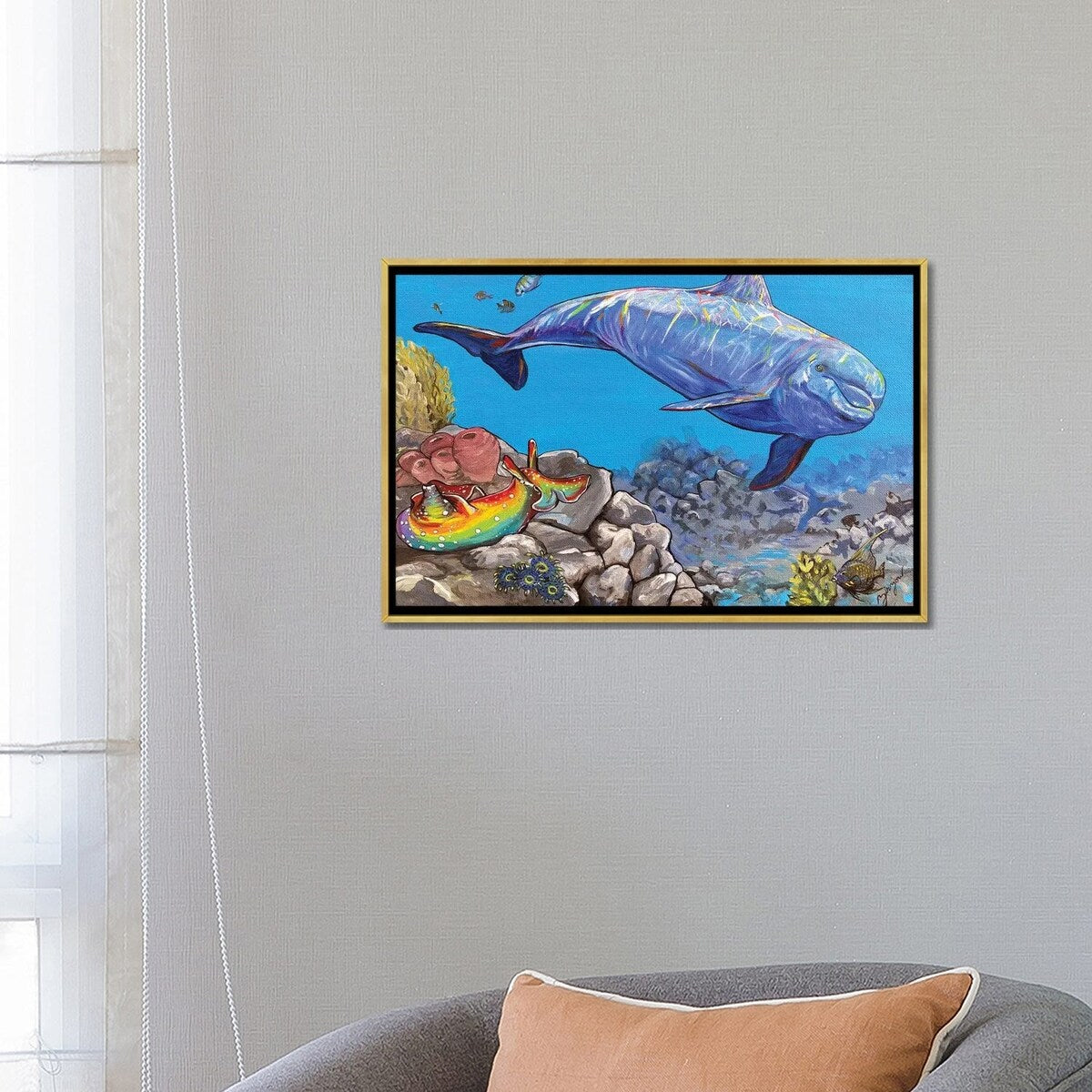 iCanvas "The DoIphin And The Sea Hare" by Amanda Zirzow Framed