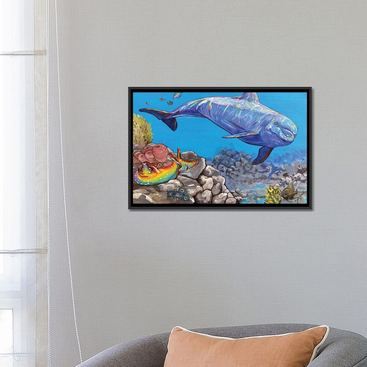 iCanvas "The DoIphin And The Sea Hare" by Amanda Zirzow Framed