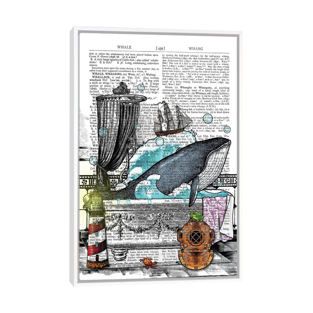 iCanvas "There Is A Whale In The Bathtub" by In the Frame Shop Framed