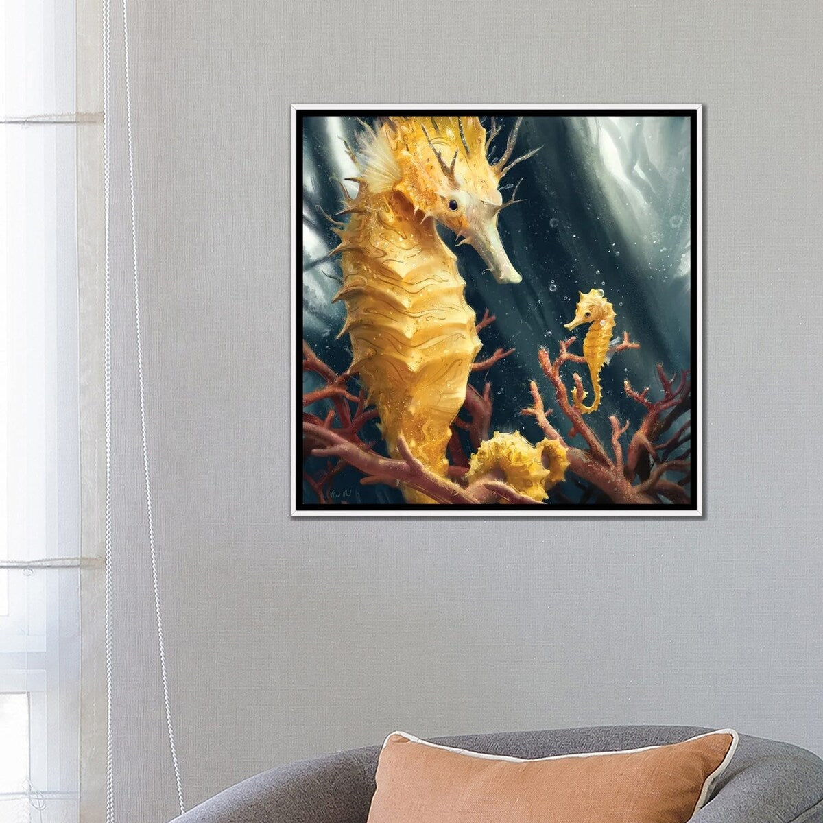 iCanvas "Thorny Yellow Seahorse" by Vlad Mel Framed Canvas Print