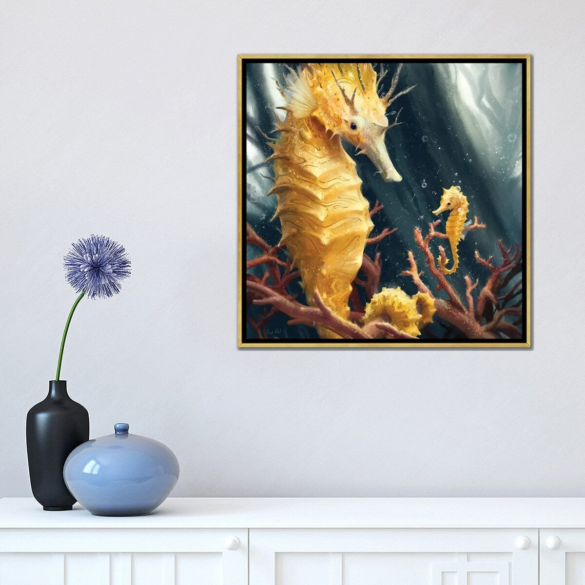 iCanvas "Thorny Yellow Seahorse" by Vlad Mel Framed Canvas Print
