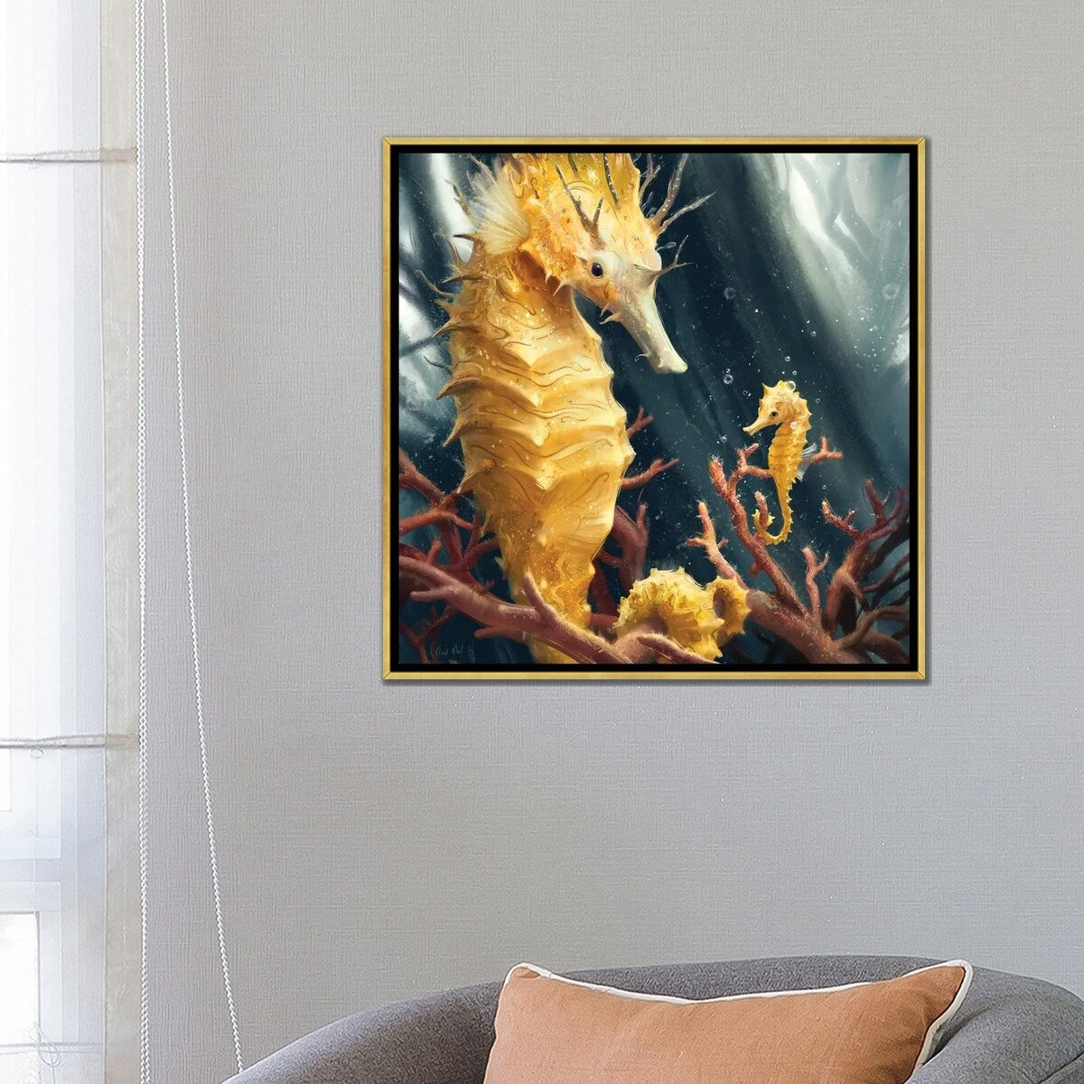 iCanvas "Thorny Yellow Seahorse" by Vlad Mel Framed Canvas Print