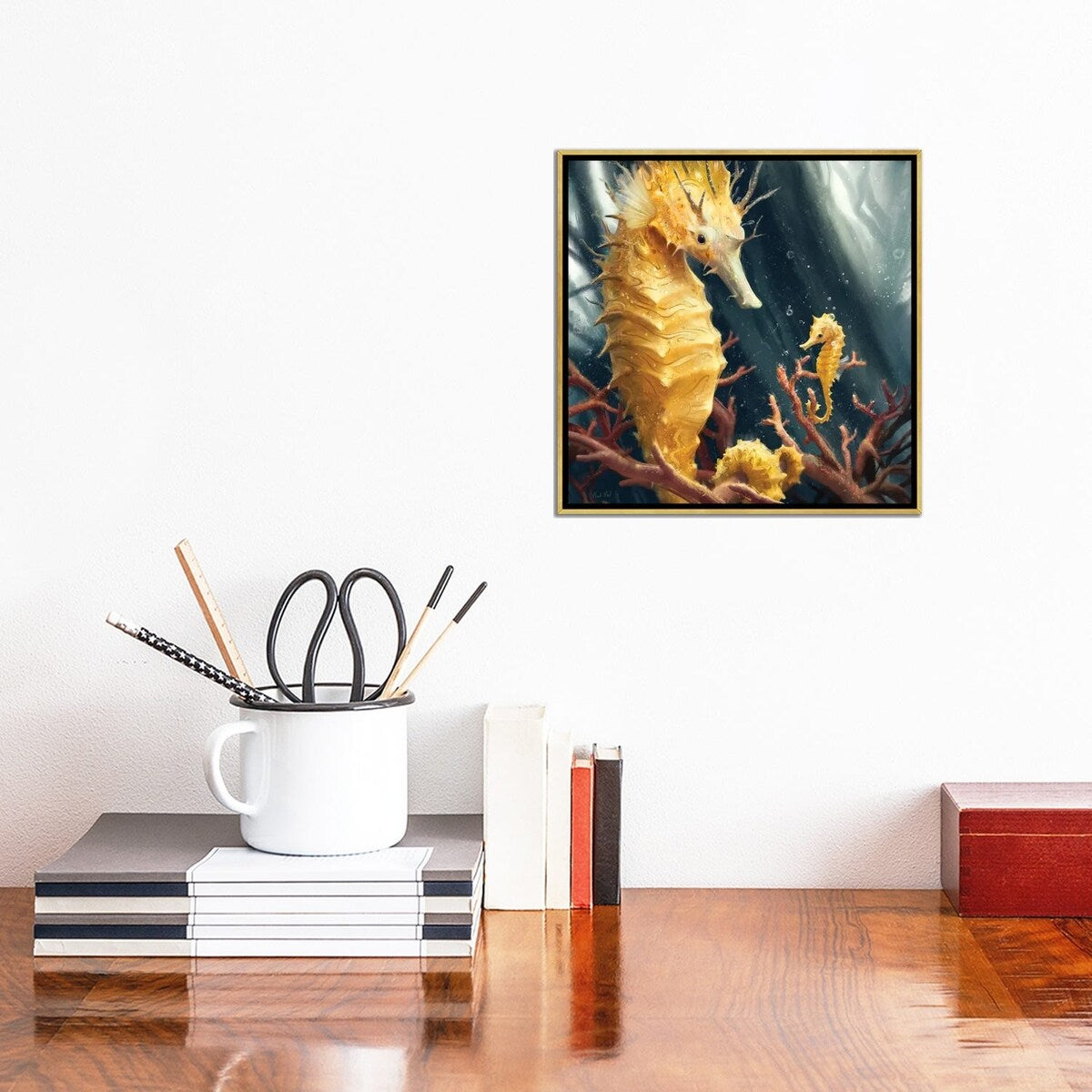 iCanvas "Thorny Yellow Seahorse" by Vlad Mel Framed Canvas Print