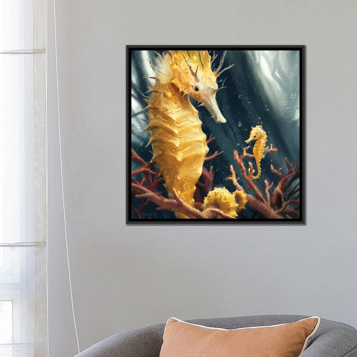 iCanvas "Thorny Yellow Seahorse" by Vlad Mel Framed Canvas Print
