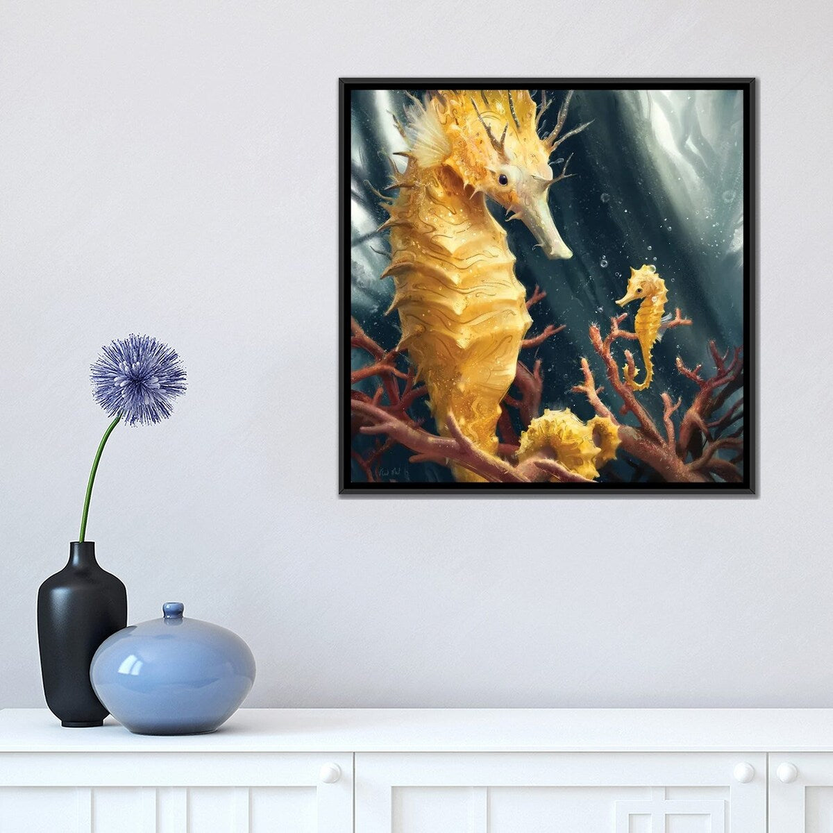 iCanvas "Thorny Yellow Seahorse" by Vlad Mel Framed Canvas Print