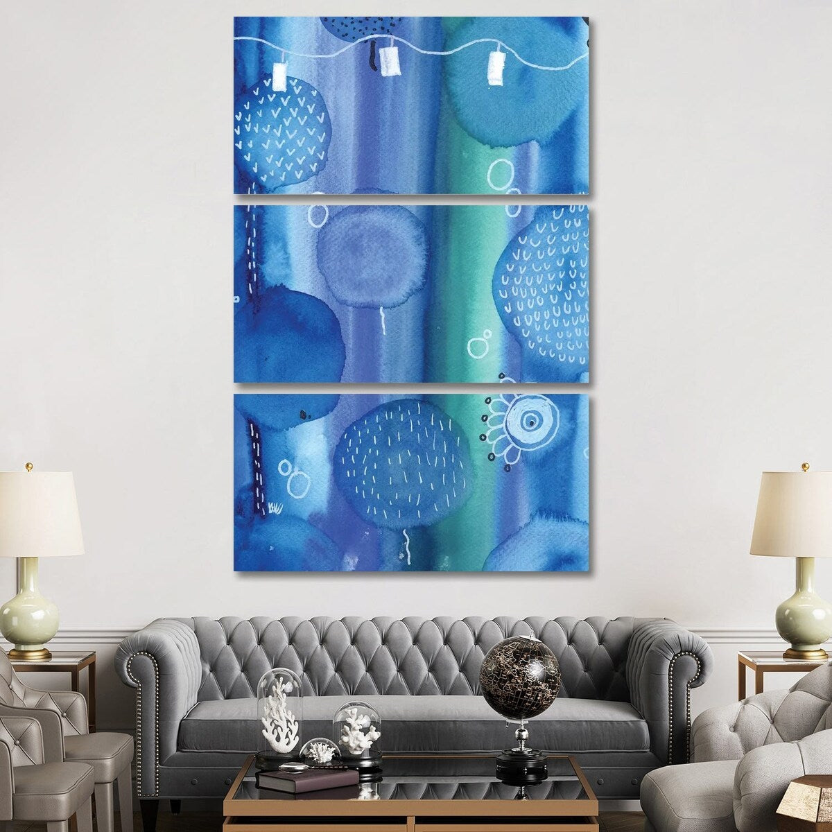 iCanvas "Town Under The Sea" by Andrea Kosar 3-Piece Canvas Wall Art Set