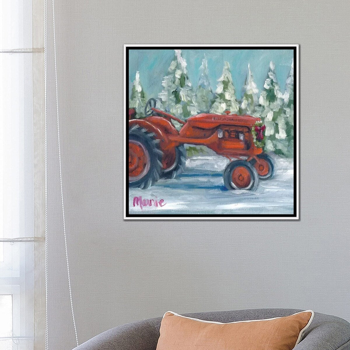 iCanvas "Tractor 4 Seasons, Allis Chalmer's Holiday" by Marnie Bourque Framed Canvas Print