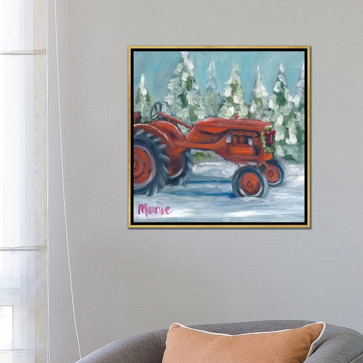 iCanvas "Tractor 4 Seasons, Allis Chalmer's Holiday" by Marnie Bourque Framed Canvas Print