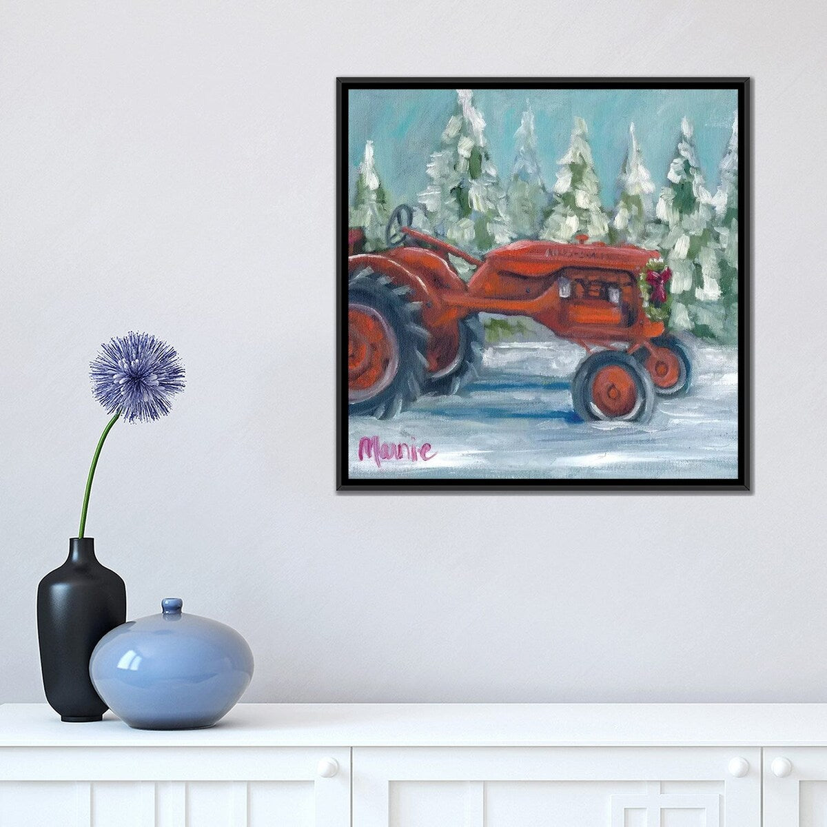 iCanvas "Tractor 4 Seasons, Allis Chalmer's Holiday" by Marnie Bourque Framed Canvas Print