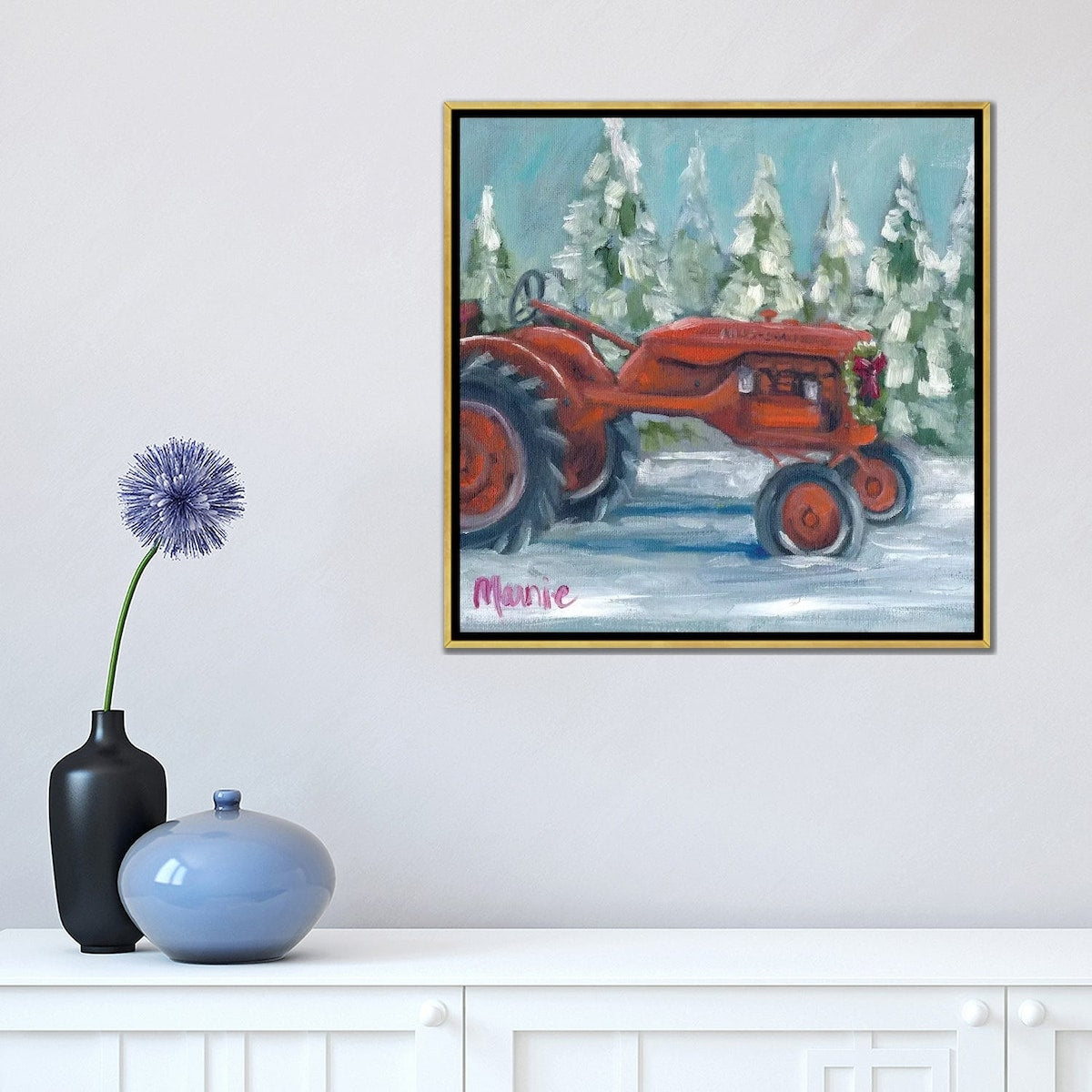 iCanvas "Tractor 4 Seasons, Allis Chalmer's Holiday" by Marnie Bourque Framed Canvas Print