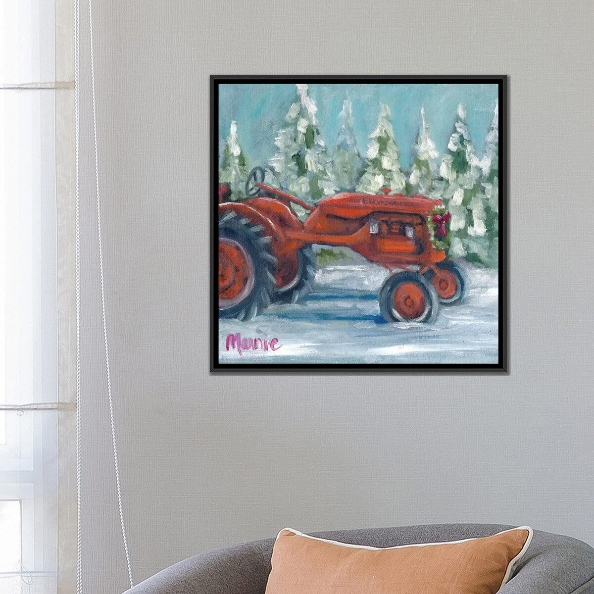 iCanvas "Tractor 4 Seasons, Allis Chalmer's Holiday" by Marnie Bourque Framed Canvas Print