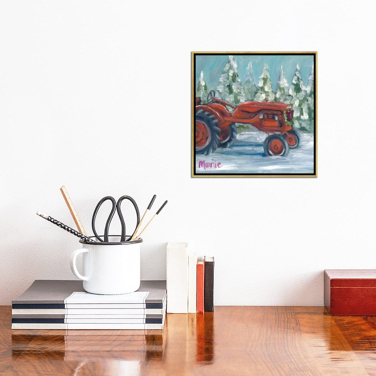 iCanvas "Tractor 4 Seasons, Allis Chalmer's Holiday" by Marnie Bourque Framed Canvas Print