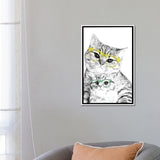 iCanvas "Two Cats With Colored Glasses" by Printable Lisa's Pets Framed Canvas Print