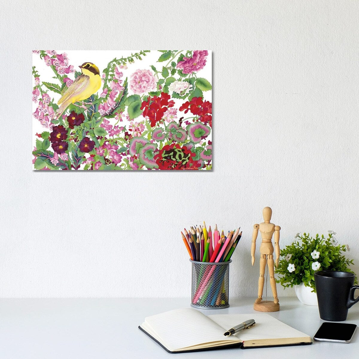 iCanvas "Warbler With Frog" by Carissa Luminess Canvas Print