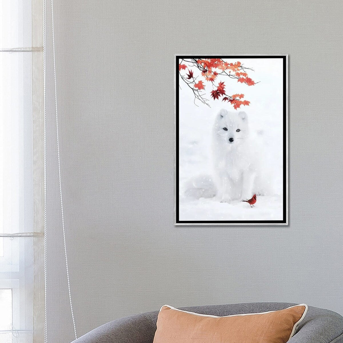 iCanvas "White F0x And Red Cardinal" by GEN Z Framed