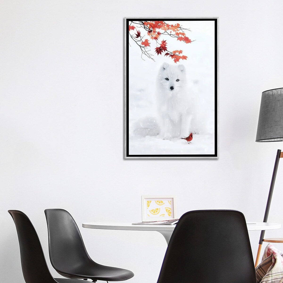 iCanvas "White F0x And Red Cardinal" by GEN Z Framed
