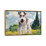 iCanvas "Wire F0x Terrier Wheat Field With Cypresses" by Nobility Dogs Framed Canvas Print