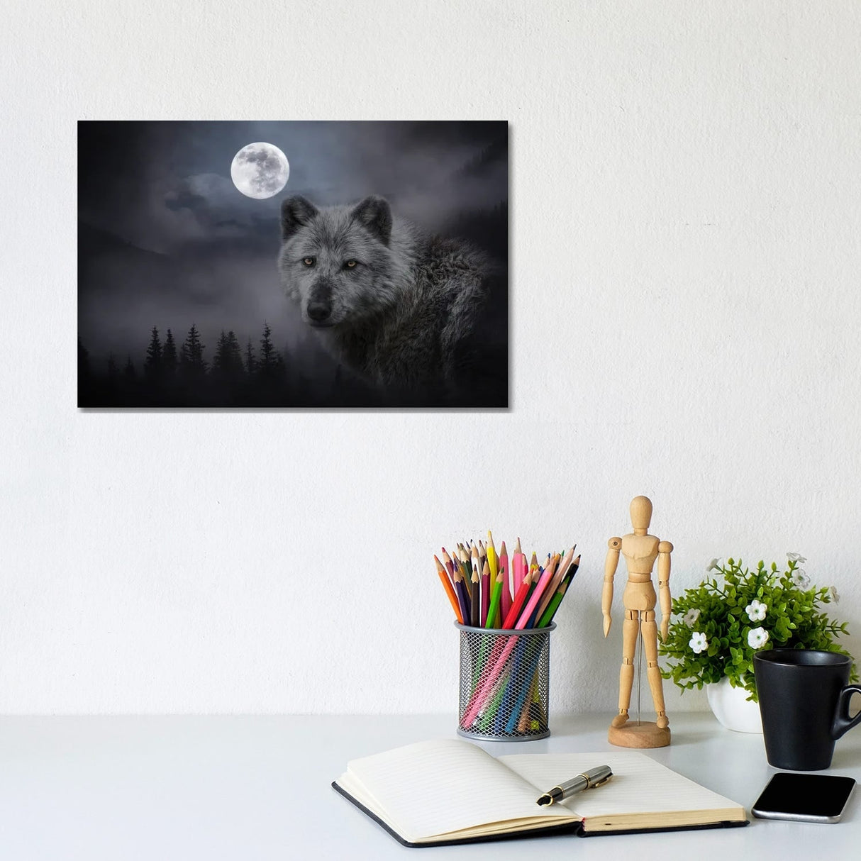 iCanvas "Wolf Moon" by Kelley Parker Canvas Print