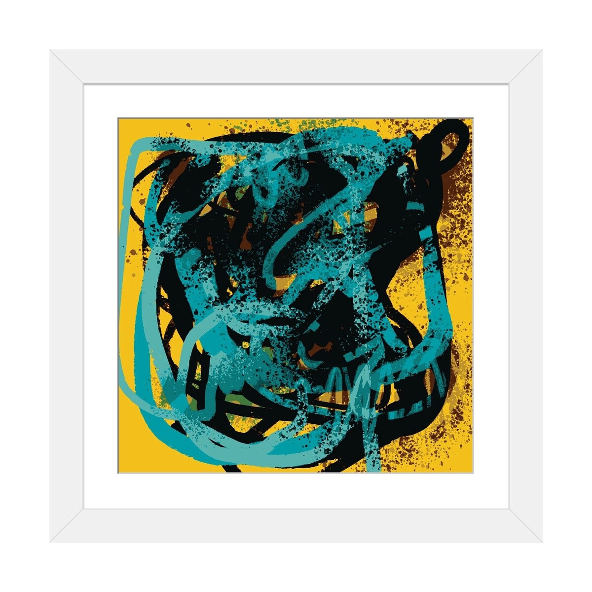 iCanvas "Yellow Soul Abstract Blue Sprayed Paint" by Emmanuel Signorino