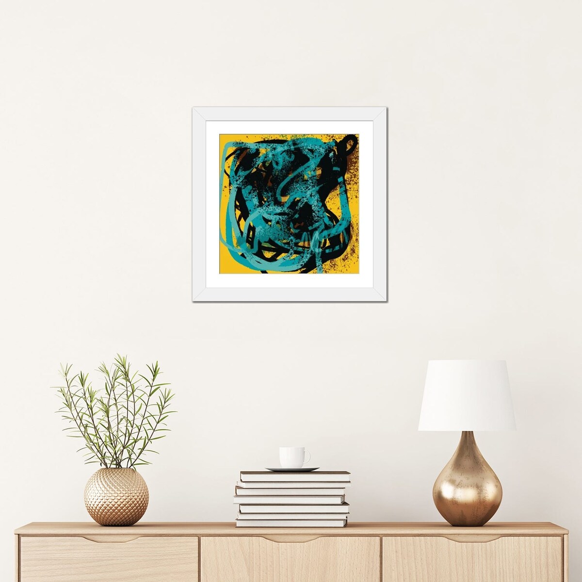 iCanvas "Yellow Soul Abstract Blue Sprayed Paint" by Emmanuel Signorino